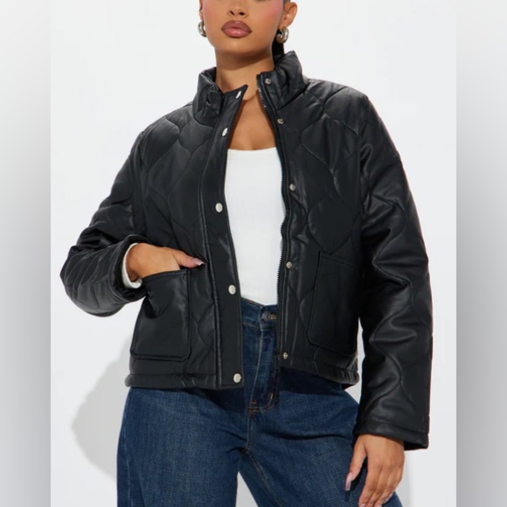 Lana Quilted Faux Leather Jacket NEW 🏷️